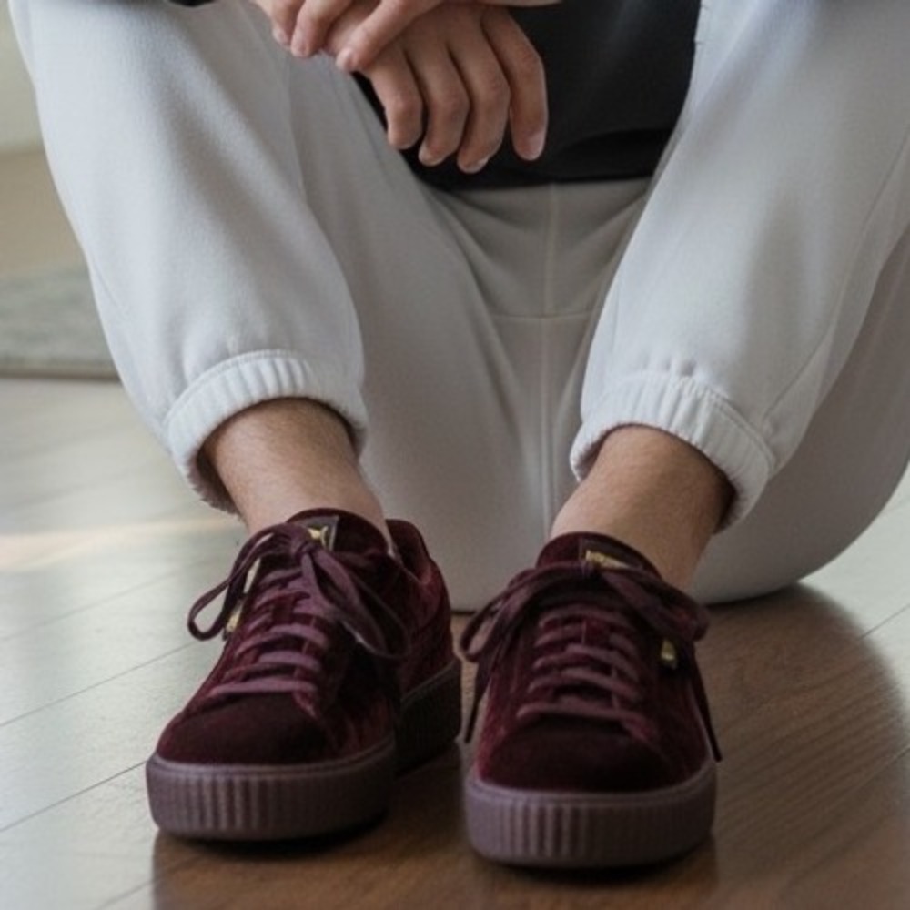 Puma Fenty by Rihanna Velvet Creeper Burgundy Platform Sneaker 364639-02 Mens 12